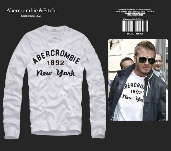 Abercrombie Fitch Hombres De Cuello Redondo Con Gente Fotos Largo Remera AF6149